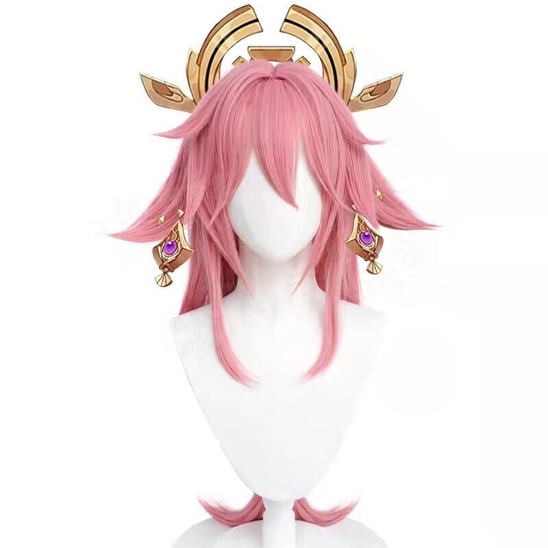 Anime Cosplay Realistic - Peruca de Cosplay Yae Miko Genshin