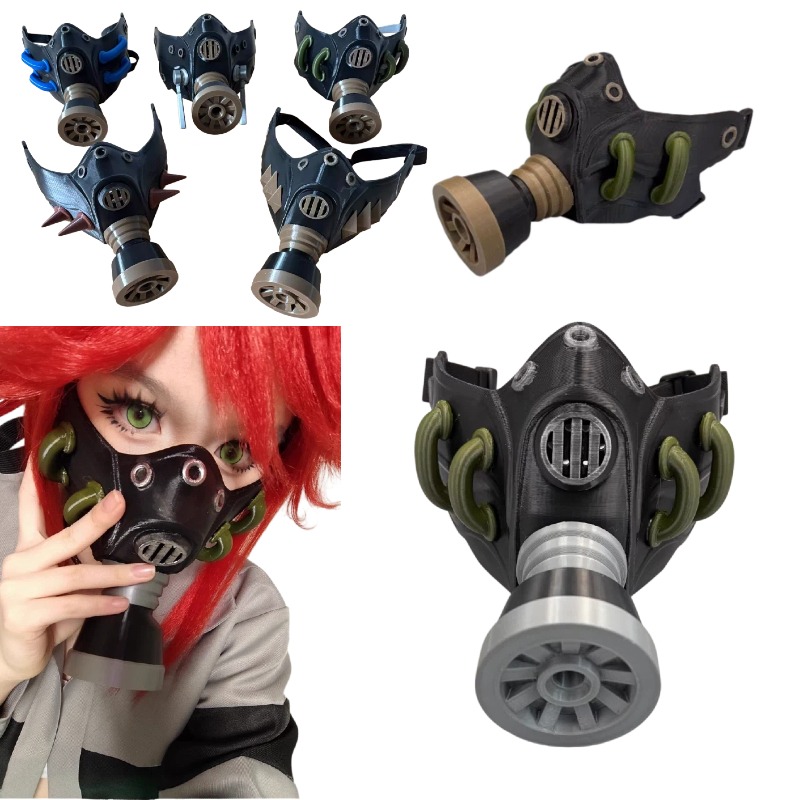 Anime Cosplay Mask - Máscara de Gás Preta 3D Impressa