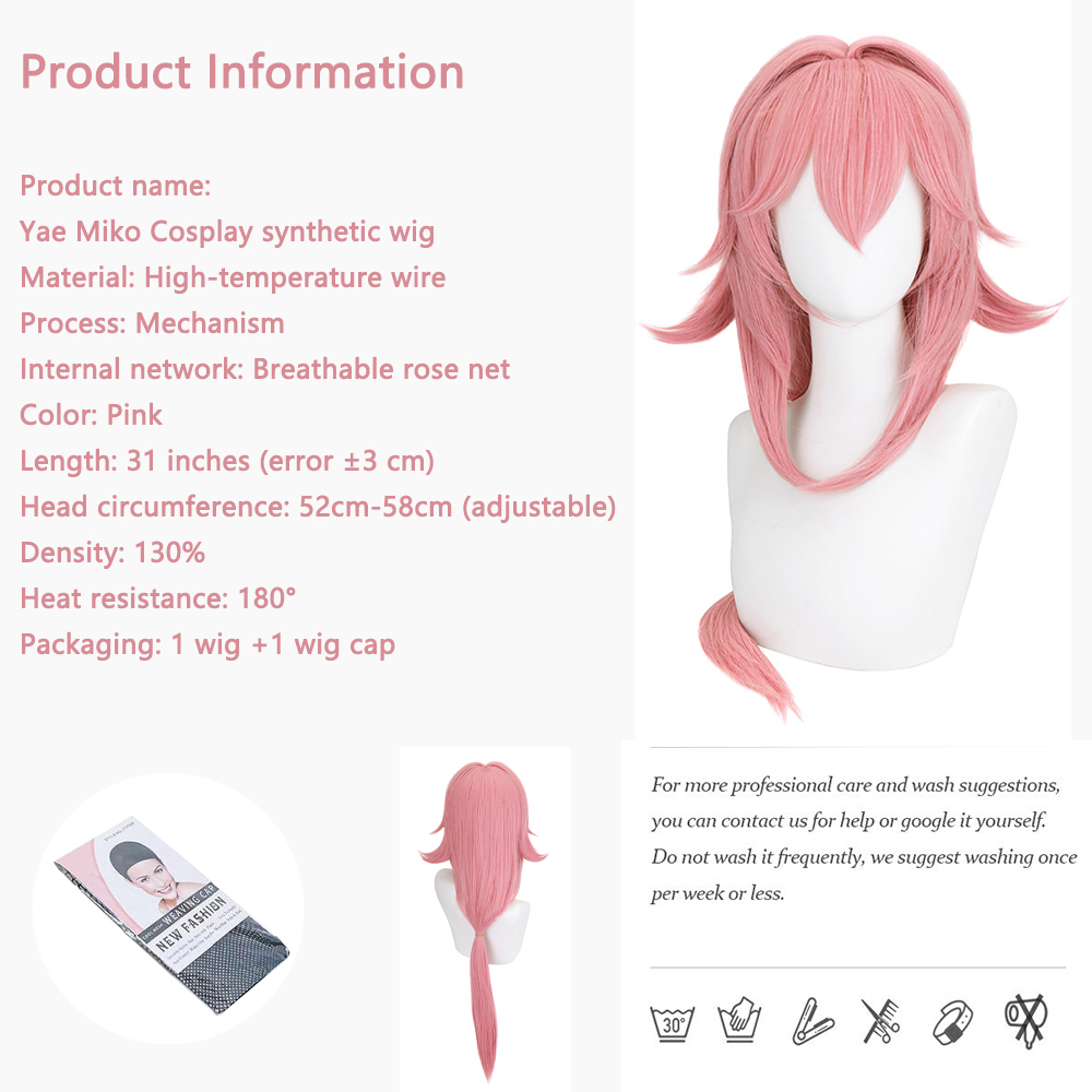 Peruca Cosplay Yae Miko Rosa N - Anime Cosplay Photoshoot avaliação e preço