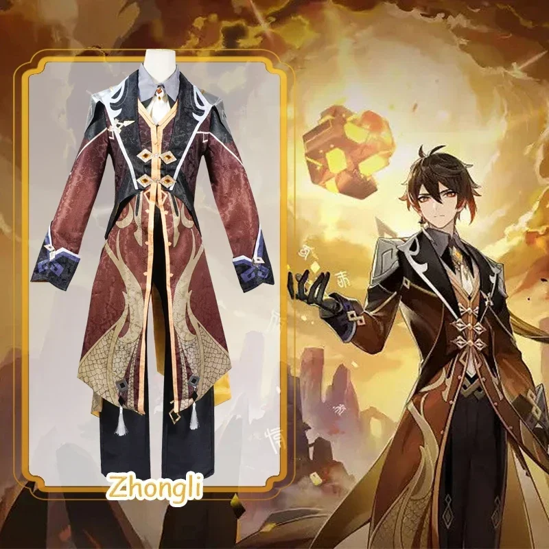 Fantasia de Cosplay Zhongli de - Anime Cosplay Dress For Men avaliação e preço
