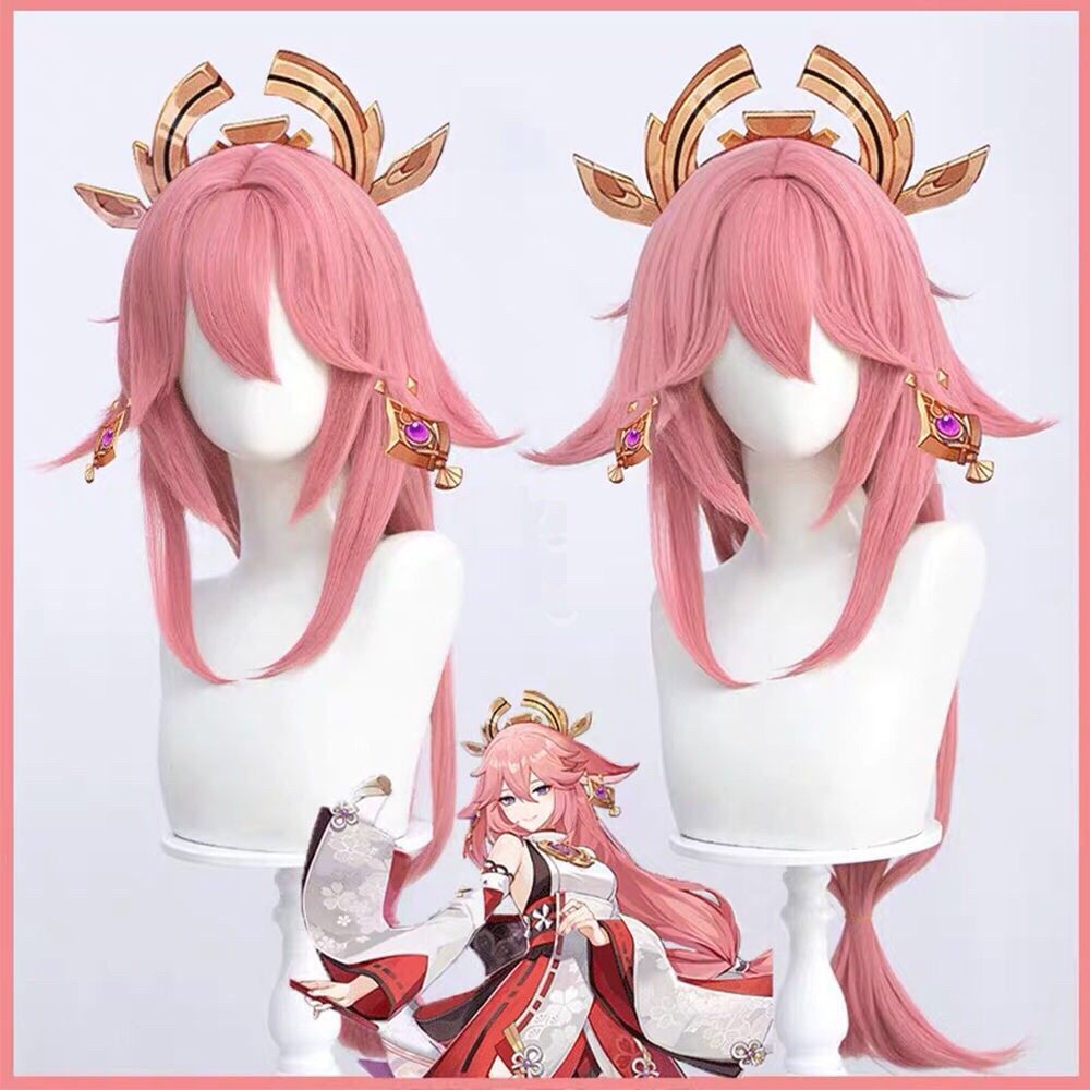 Peruca de Cosplay Yae Miko Gen - Anime Cosplay Realistic avaliação e preço