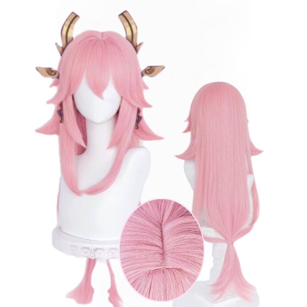Peruca de Cosplay Yae Miko Gen - Anime Cosplay Realistic avaliação e preço